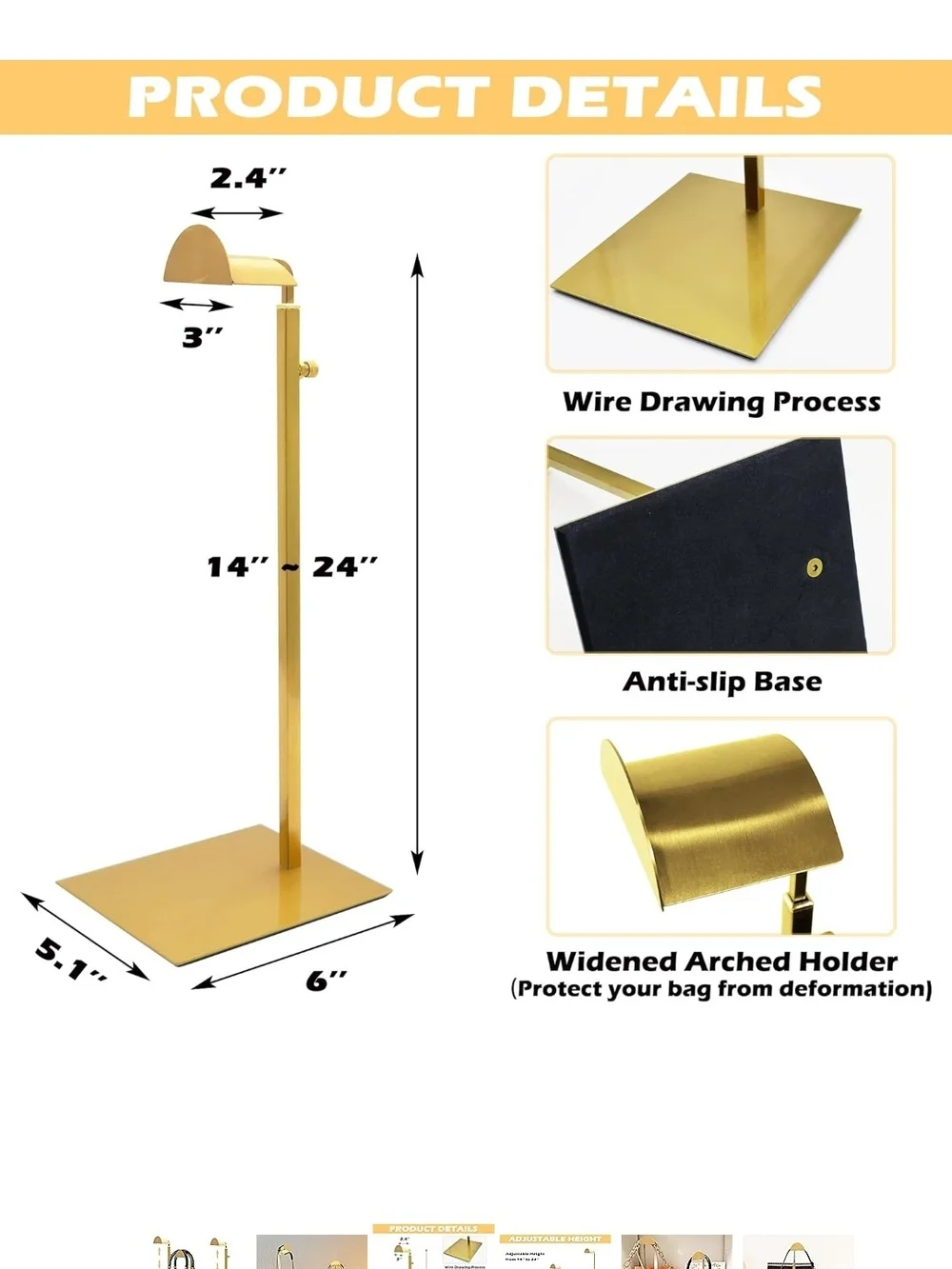 Purse Or Bag Stand In Gold Color For Display Selling Posh